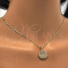 Collares con Dije 04.233.0003.18 Oro Laminado, Diseño de Elefante, con Blanca Micro Pave, Pulido, Tono Dorado (02 MM Thickness, 18 Inches Length)