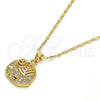 Collares con Dije 04.233.0003.18 Oro Laminado, Diseño de Elefante, con Blanca Micro Pave, Pulido, Tono Dorado (02 MM Thickness, 18 Inches Length)