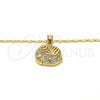 Collares con Dije 04.233.0003.18 Oro Laminado, Diseño de Elefante, con Blanca Micro Pave, Pulido, Tono Dorado (02 MM Thickness, 18 Inches Length)