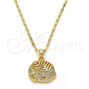 Collares con Dije 04.233.0003.18 Oro Laminado, Diseño de Elefante, con Blanca Micro Pave, Pulido, Tono Dorado (02 MM Thickness, 18 Inches Length)