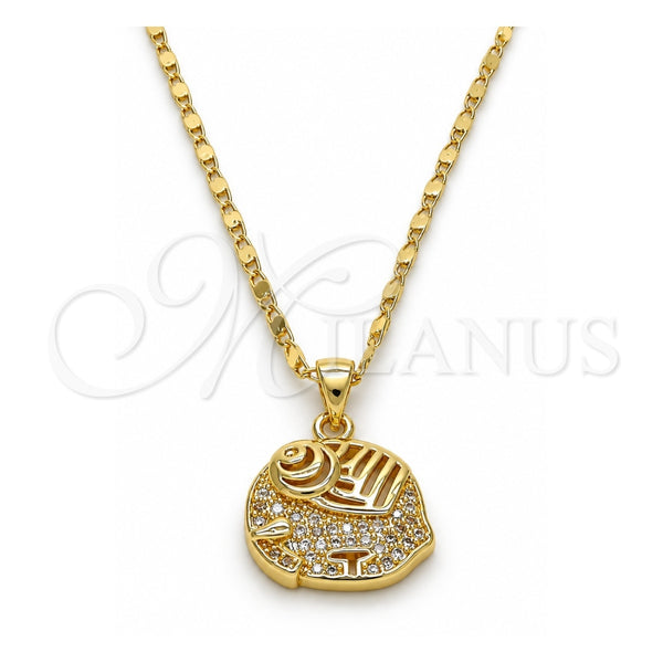 Collares con Dije 04.233.0003.18 Oro Laminado, Diseño de Elefante, con Blanca Micro Pave, Pulido, Tono Dorado (02 MM Thickness, 18 Inches Length)
