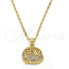 Collares con Dije 04.233.0003.18 Oro Laminado, Diseño de Elefante, con Blanca Micro Pave, Pulido, Tono Dorado (02 MM Thickness, 18 Inches Length)
