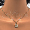Collares con Dije 04.233.0004.18 Oro Laminado, Diseño de Elefante, con Blanca Micro Pave, Pulido, Tono Dorado (02 MM Thickness, 18 Inches Length)