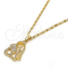 Collares con Dije 04.233.0004.18 Oro Laminado, Diseño de Elefante, con Blanca Micro Pave, Pulido, Tono Dorado (02 MM Thickness, 18 Inches Length)