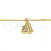 Collares con Dije 04.233.0004.18 Oro Laminado, Diseño de Elefante, con Blanca Micro Pave, Pulido, Tono Dorado (02 MM Thickness, 18 Inches Length)