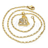Collares con Dije 04.233.0004.18 Oro Laminado, Diseño de Elefante, con Blanca Micro Pave, Pulido, Tono Dorado (02 MM Thickness, 18 Inches Length)