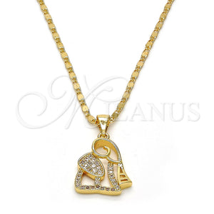 Collares con Dije 04.233.0004.18 Oro Laminado, Diseño de Elefante, con Blanca Micro Pave, Pulido, Tono Dorado (02 MM Thickness, 18 Inches Length)