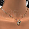 Collares con Dije 04.233.0006.18 Oro Laminado, Diseño de Elefante, con Blanca Micro Pave, Pulido, Tono Dorado (02 MM Thickness, 18 Inches Length)