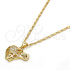 Collares con Dije 04.233.0006.18 Oro Laminado, Diseño de Elefante, con Blanca Micro Pave, Pulido, Tono Dorado (02 MM Thickness, 18 Inches Length)