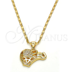 Collares con Dije 04.233.0006.18 Oro Laminado, Diseño de Elefante, con Blanca Micro Pave, Pulido, Tono Dorado (02 MM Thickness, 18 Inches Length)