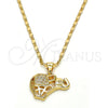 Collares con Dije 04.233.0006.18 Oro Laminado, Diseño de Elefante, con Blanca Micro Pave, Pulido, Tono Dorado (02 MM Thickness, 18 Inches Length)