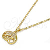 Collares con Dije 04.233.0007.18 Oro Laminado, Diseño de Elefante, con Blanca Micro Pave, Pulido, Tono Dorado (02 MM Thickness, 18 Inches Length)