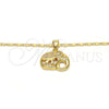 Collares con Dije 04.233.0007.18 Oro Laminado, Diseño de Elefante, con Blanca Micro Pave, Pulido, Tono Dorado (02 MM Thickness, 18 Inches Length)