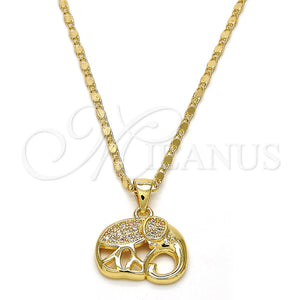 Collares con Dije 04.233.0007.18 Oro Laminado, Diseño de Elefante, con Blanca Micro Pave, Pulido, Tono Dorado (02 MM Thickness, 18 Inches Length)