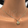 Collares con Dije 04.233.0008.18 Oro Laminado, Diseño de Elefante, con Blanca Micro Pave, Pulido, Tono Dorado (02 MM Thickness, 18 Inches Length)