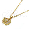 Collares con Dije 04.233.0008.18 Oro Laminado, Diseño de Elefante, con Blanca Micro Pave, Pulido, Tono Dorado (02 MM Thickness, 18 Inches Length)