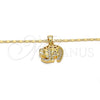 Collares con Dije 04.233.0008.18 Oro Laminado, Diseño de Elefante, con Blanca Micro Pave, Pulido, Tono Dorado (02 MM Thickness, 18 Inches Length)