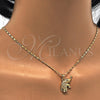 Collares con Dije 04.233.0012.18 Oro Laminado, Diseño de Elefante, con Blanca Micro Pave, Pulido, Tono Dorado (02 MM Thickness, 18 Inches Length)