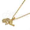 Collares con Dije 04.233.0012.18 Oro Laminado, Diseño de Elefante, con Blanca Micro Pave, Pulido, Tono Dorado (02 MM Thickness, 18 Inches Length)