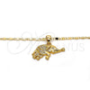 Collares con Dije 04.233.0012.18 Oro Laminado, Diseño de Elefante, con Blanca Micro Pave, Pulido, Tono Dorado (02 MM Thickness, 18 Inches Length)