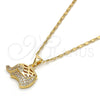Collares con Dije 04.233.0014.18 Oro Laminado, Diseño de Elefante, con Blanca Micro Pave, Pulido, Tono Dorado (02 MM Thickness, 18 Inches Length)