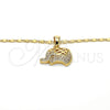 Collares con Dije 04.233.0014.18 Oro Laminado, Diseño de Elefante, con Blanca Micro Pave, Pulido, Tono Dorado (02 MM Thickness, 18 Inches Length)