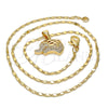 Collares con Dije 04.233.0014.18 Oro Laminado, Diseño de Elefante, con Blanca Micro Pave, Pulido, Tono Dorado (02 MM Thickness, 18 Inches Length)