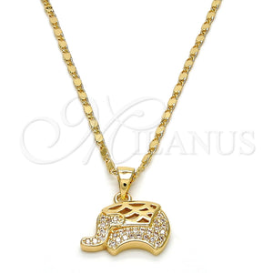 Collares con Dije 04.233.0014.18 Oro Laminado, Diseño de Elefante, con Blanca Micro Pave, Pulido, Tono Dorado (02 MM Thickness, 18 Inches Length)