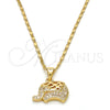 Collares con Dije 04.233.0014.18 Oro Laminado, Diseño de Elefante, con Blanca Micro Pave, Pulido, Tono Dorado (02 MM Thickness, 18 Inches Length)