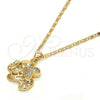 Collares con Dije 04.233.0016.18 Oro Laminado, Diseño de Elefante, con Blanca Micro Pave, Pulido, Tono Dorado (02 MM Thickness, 18 Inches Length)