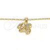 Collares con Dije 04.233.0016.18 Oro Laminado, Diseño de Elefante, con Blanca Micro Pave, Pulido, Tono Dorado (02 MM Thickness, 18 Inches Length)