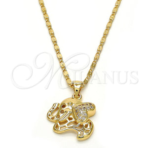 Collares con Dije 04.233.0016.18 Oro Laminado, Diseño de Elefante, con Blanca Micro Pave, Pulido, Tono Dorado (02 MM Thickness, 18 Inches Length)
