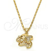 Collares con Dije 04.233.0016.18 Oro Laminado, Diseño de Elefante, con Blanca Micro Pave, Pulido, Tono Dorado (02 MM Thickness, 18 Inches Length)