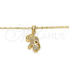 Collares con Dije 04.233.0017.18 Oro Laminado, Diseño de Elefante, con Blanca Micro Pave, Pulido, Tono Dorado (02 MM Thickness, 18 Inches Length)
