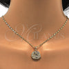 Juego de Arete y Dije de Adulto 10.233.0013 Oro Laminado, Diseño de Elefante, con Blanca Micro Pave, Pulido, Tono Dorado