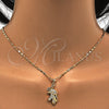 Juego de Arete y Dije de Adulto 10.233.0027 Oro Laminado, Diseño de Elefante, con Blanca Micro Pave, Pulido, Tono Dorado
