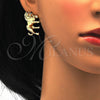 Juego de Arete y Dije de Adulto 10.185.0003 Oro Laminado, Diseño de Leon, Pulido, Tono Dorado