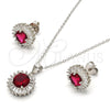 Juego de Arete y Dije de Adulto 10.286.0024.3 Plata Rodinada, con Zirconia Cubica Blanca y Rubi, Pulido, Rodinado