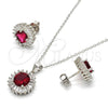 Juego de Arete y Dije de Adulto 10.286.0024.3 Plata Rodinada, con Zirconia Cubica Blanca y Rubi, Pulido, Rodinado