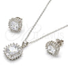 Juego de Arete y Dije de Adulto 10.286.0026.2 Plata Rodinada, con Zirconia Cubica Blanca, Pulido, Rodinado