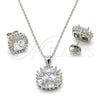 Juego de Arete y Dije de Adulto 10.286.0026.2 Plata Rodinada, con Zirconia Cubica Blanca, Pulido, Rodinado