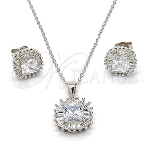 Juego de Arete y Dije de Adulto 10.286.0026.2 Plata Rodinada, con Zirconia Cubica Blanca, Pulido, Rodinado