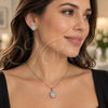 Juego de Arete y Dije de Adulto 10.286.0027.3 Plata Rodinada, con Zirconia Cubica Blanca, Pulido, Rodinado
