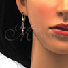 Collar y Dije 06.221.0008.1 Oro Laminado, Diseño de Flor y Gota, con Multicolor Zirconia Cubica, Pulido, Tono Dorado
