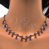 Collar y Dije 06.221.0011 Oro Laminado, Diseño de Gota, con Amatista and Blanca Zirconia Cubica, Pulido, Tono Dorado