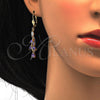 Collar y Dije 06.221.0011 Oro Laminado, Diseño de Gota, con Amatista and Blanca Zirconia Cubica, Pulido, Tono Dorado