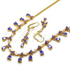 Collar y Dije 06.221.0011 Oro Laminado, Diseño de Gota, con Amatista and Blanca Zirconia Cubica, Pulido, Tono Dorado