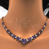Collar y Dije 06.221.0015.2 Oro Laminado, Diseño de Flor, con Amatista Zirconia Cubica, Pulido, Tono Dorado