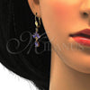 Collar y Dije 06.236.0003.1 Oro Laminado, Diseño de Gota y Oja, con Amatista and Blanca Zirconia Cubica, Pulido, Tono Dorado