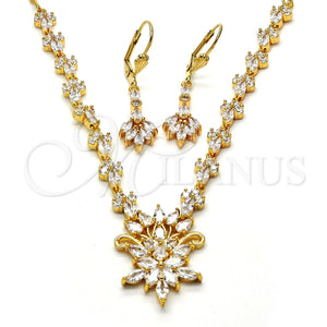 Collar y Dije 06.236.0005 Oro Laminado, Diseño de Gota, con Blanca Zirconia Cubica, Pulido, Tono Dorado